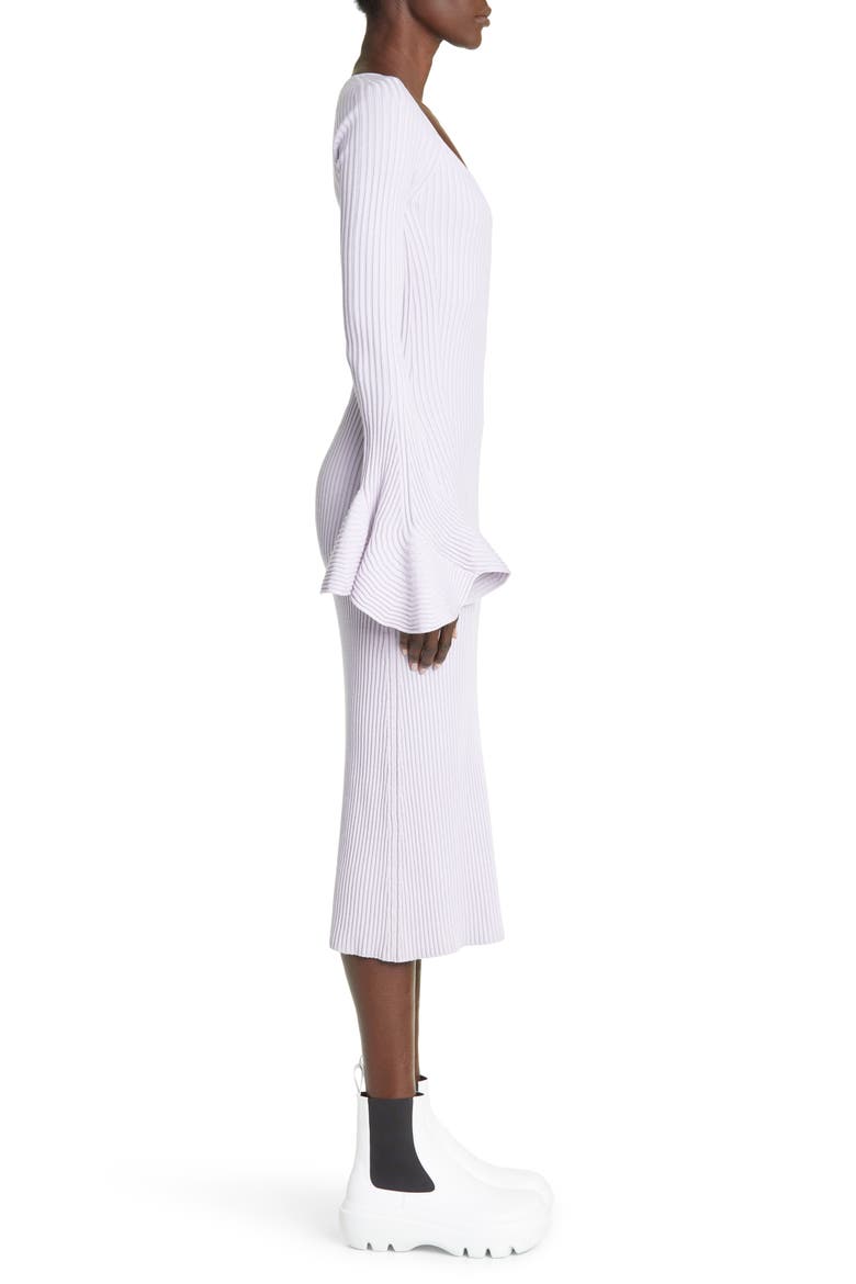 Fluted Long Sleeve Rib Sweater Dress, Alternate, color, LAVENDER