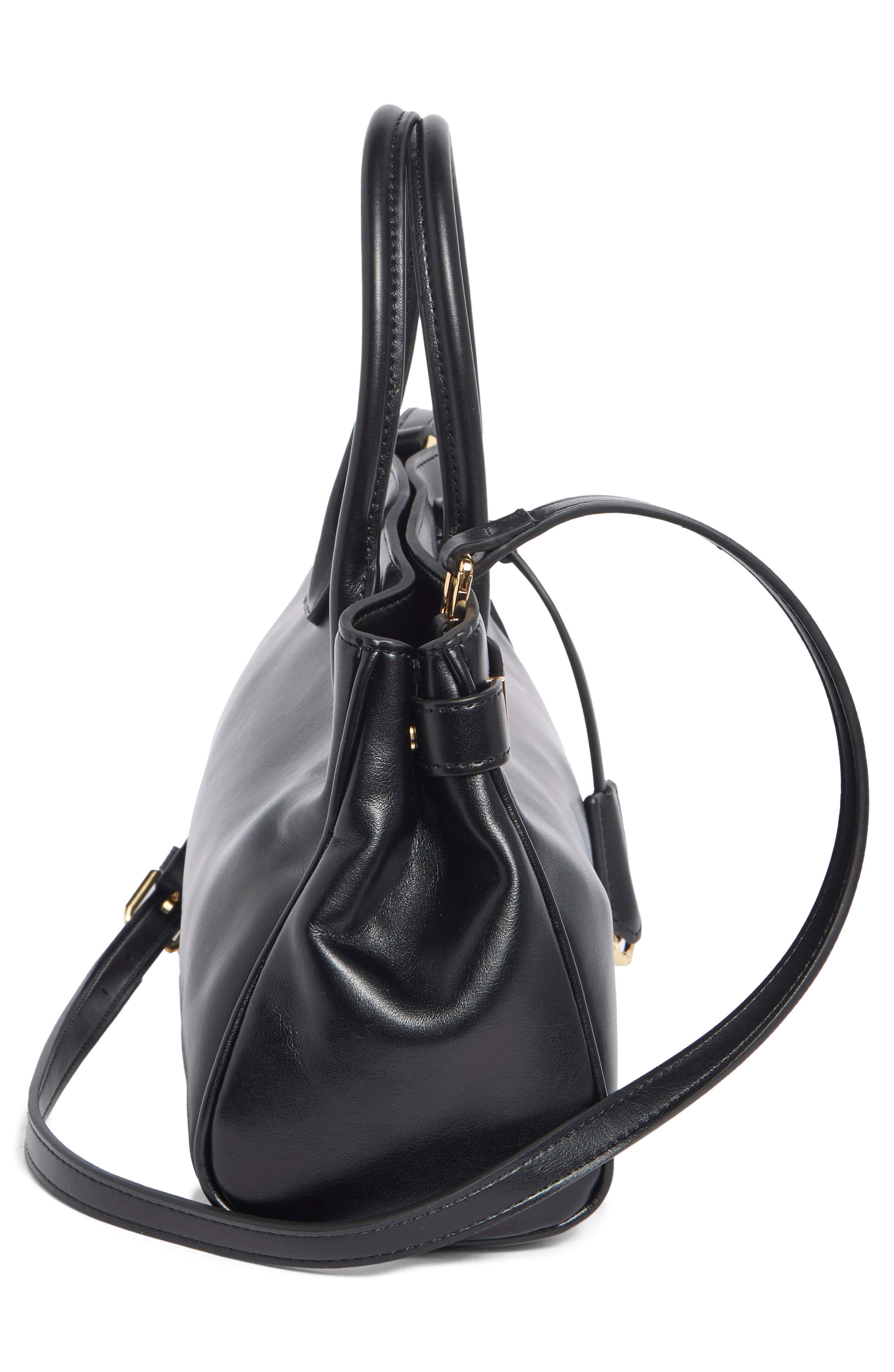 Ziva Faux Leather Tote, Alternate, color, BLACK