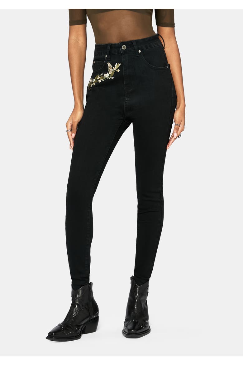 Abundance Embroidered Denim Skinny Jean, Main, color, Black