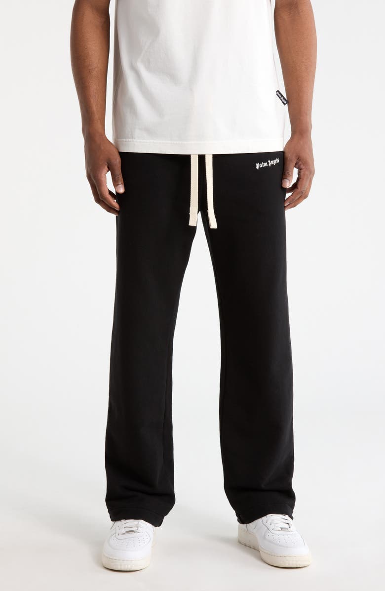 Palm Angels Logo Cotton Sweatpants, Main, color, Black/White