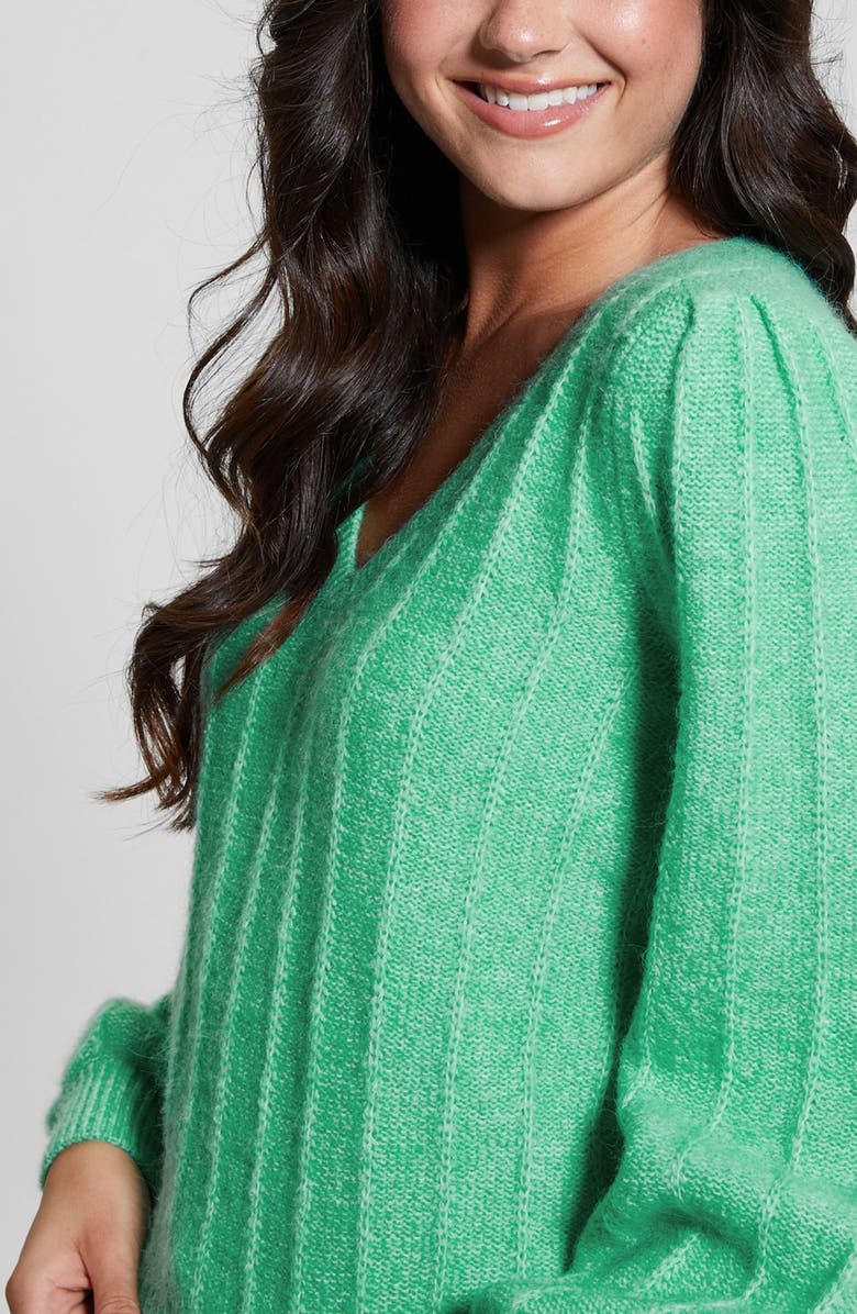 GUESS Madeline Pointelle Detail Sweater, Alternate, color, Sea Glass Green