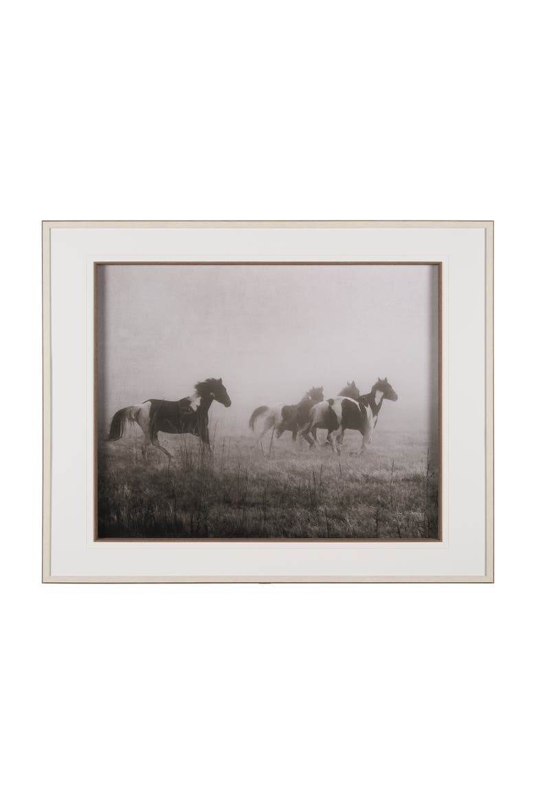 Painted Horses on the Run by Debra Van Swearingen a Hand Embellished Framed Photo Art Print Matted u, Main, color, Grey