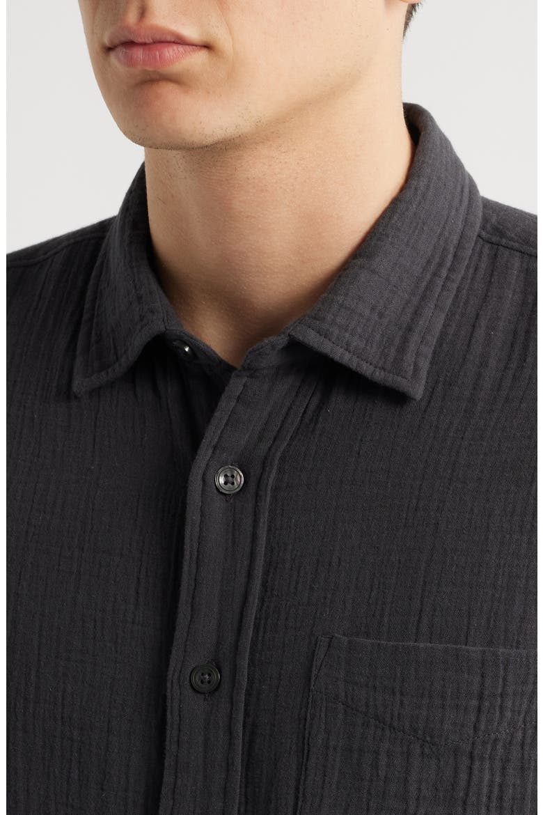 Duo Short Sleeve Gauze Button-Up Shirt, Alternate, color, GREY PHANTOM