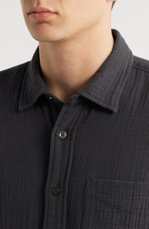 Treasure & Bond Duo Short Sleveve Gauze Button-up Shirt In Black
