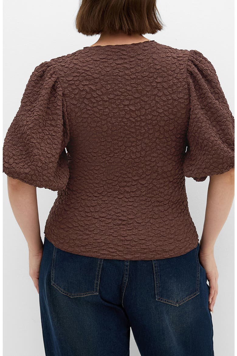 Chrissie Texture Puff Sleeve Top, Alternate, color, CHOCOLATE