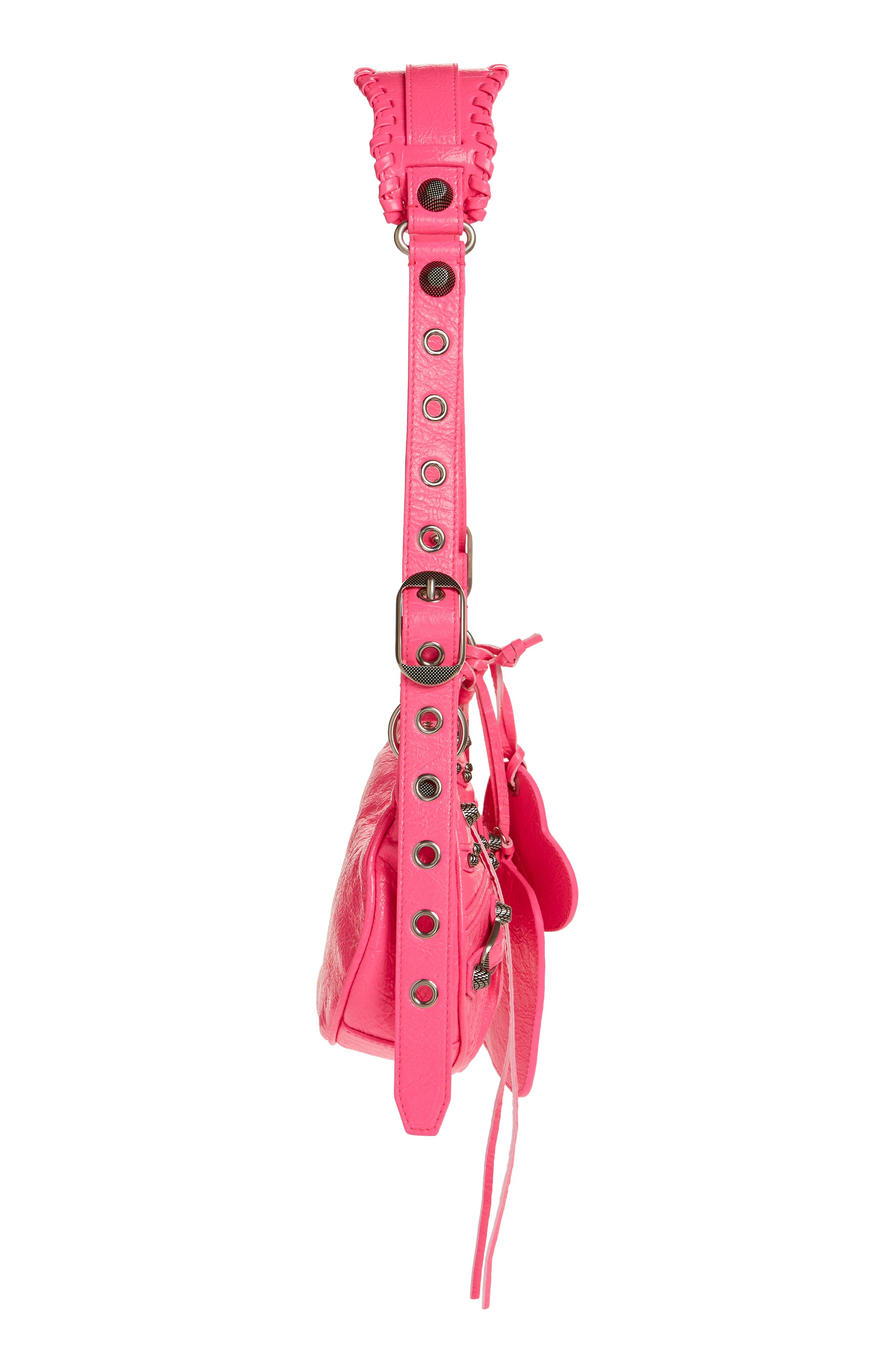 Extra Small Le Cagole Lambskin Shoulder Bag, Alternate, color, FLUO PINK