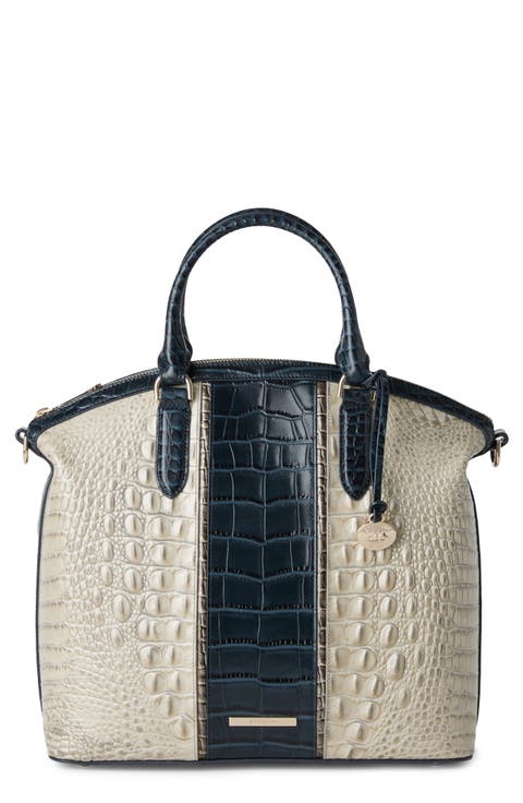 Duxbury Croc Embossed Leather Satchel