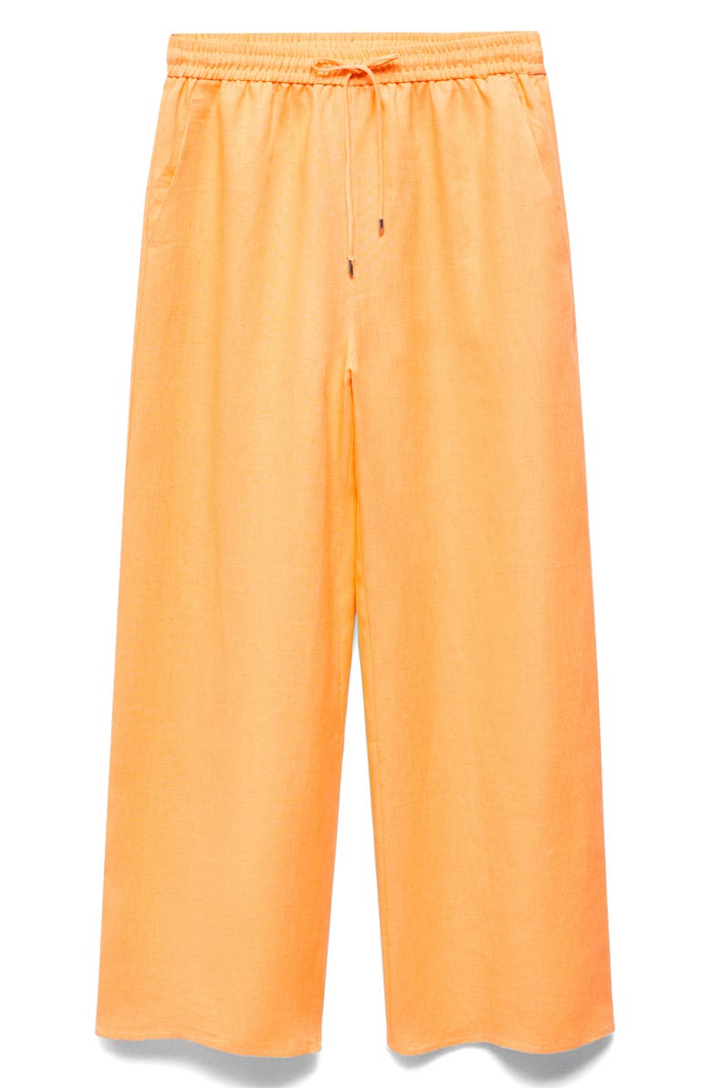 MANGO Linen Drawstring Pants, Alternate, color, Clementine