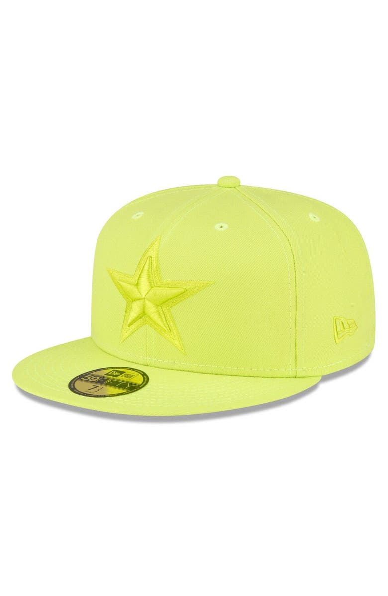 New Era Men's New Era Neon Green Dallas Cowboys Color Pack Brights 59FIFTY Fitted Hat, Main, color, 