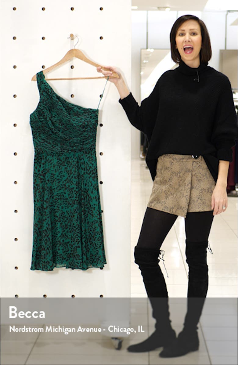 Heritage One-Shoulder Pleated Cocktail Dress, sales video thumbnail