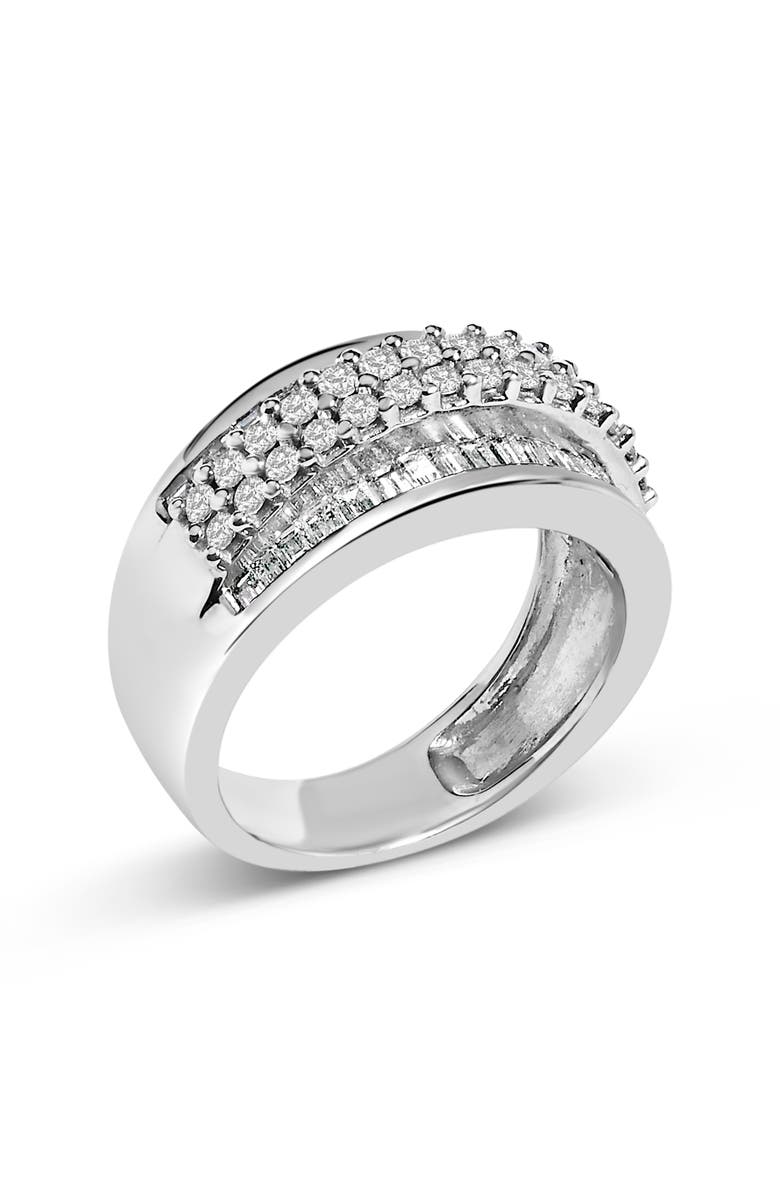 Haus of Brilliance 14K White Gold Round and Baguette 1 1/2 Cttw Diamond Ring, Alternate, color, White Gold