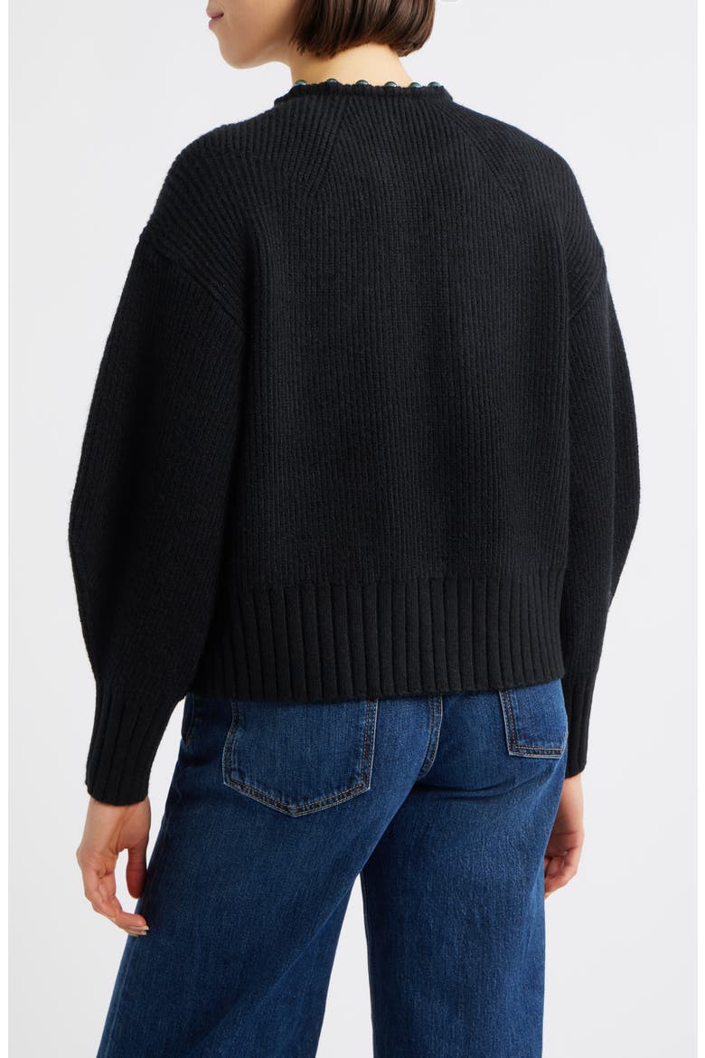 Faux Pearl Trim Cardigan, Alternate, color, BLACK