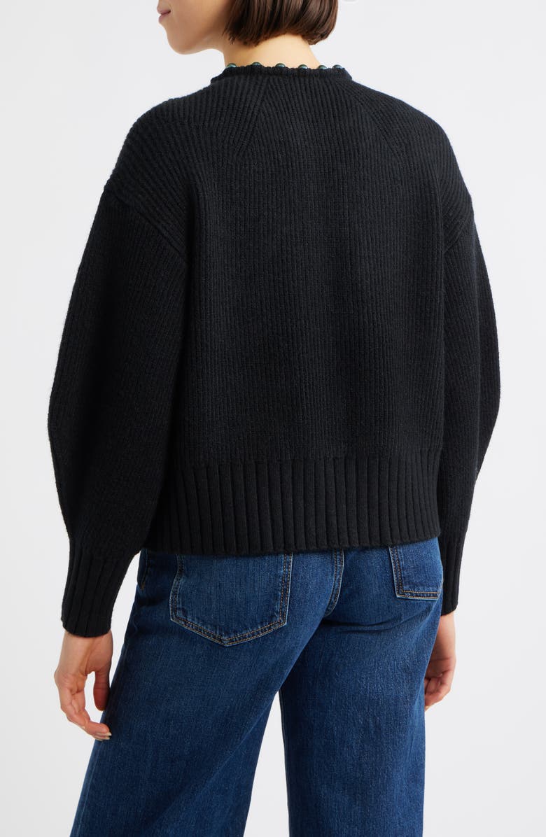 Wit & Wisdom Faux Pearl Trim Cardigan, Alternate, color, Black