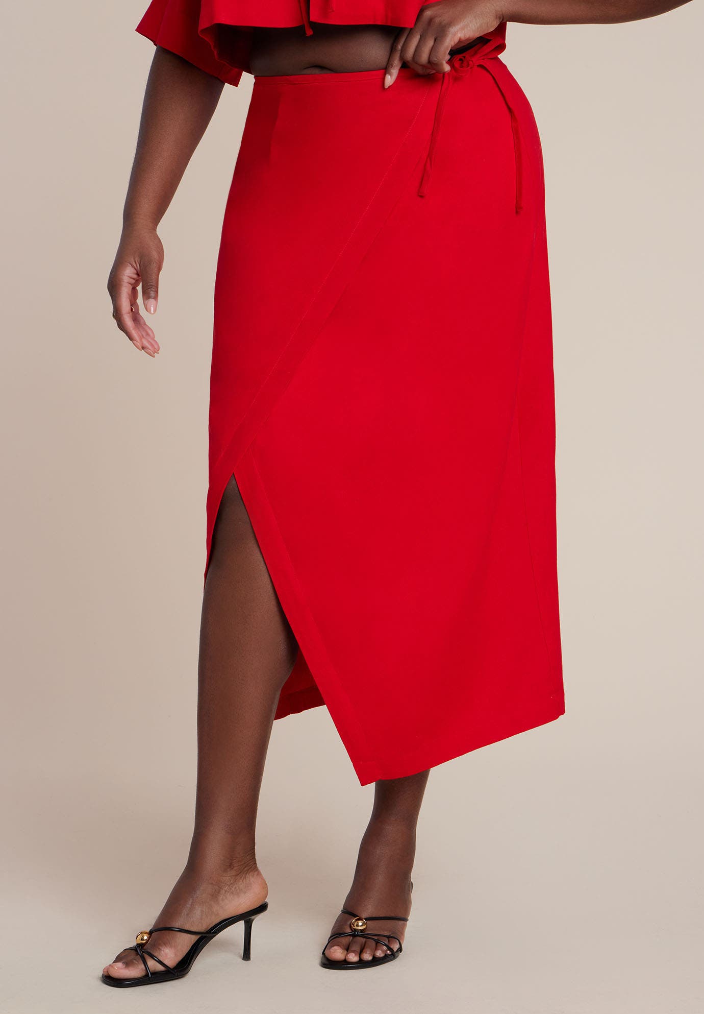 Linen Blend Wrap Skirt - image 2