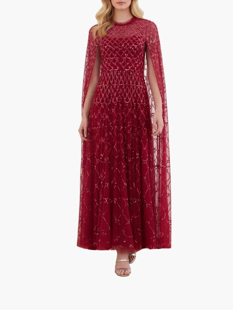 Heart Lattice Cape Ankle Gown