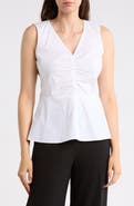 DKNY Ruched Sleeveless Peplum Top
