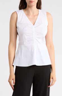 DKNY Ruched Sleeveless Peplum Top