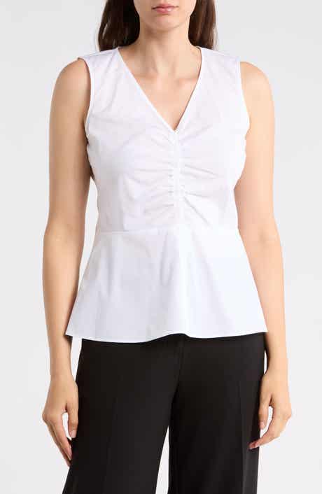 DKNY Ruched Sleeveless Peplum Top
