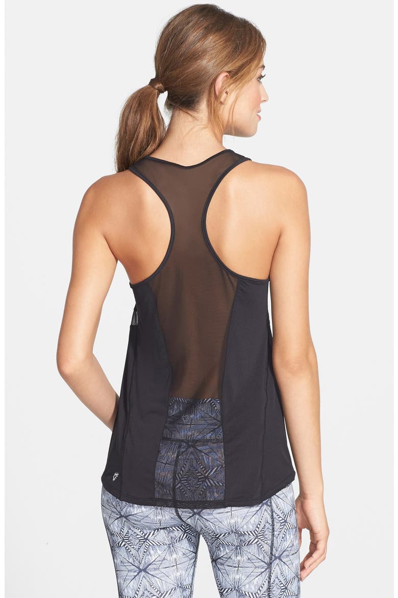 Mesh Inset Racerback Tank, Alternate, color, BLACK