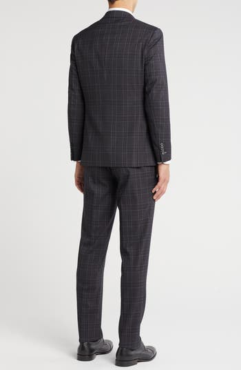 Plaid Trim Fit Notch Lapel Two-Piece Suit