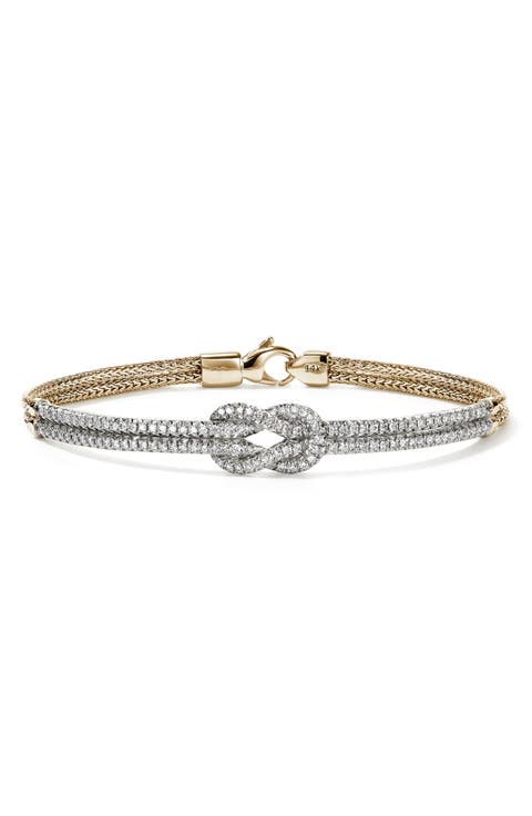 Love Knot Bracelet, 14K Gold, Diamonds