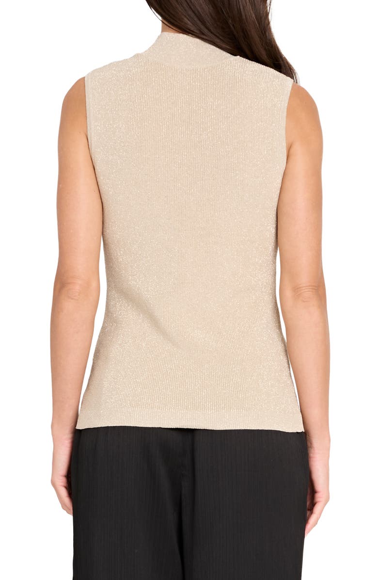 Tahari ASL Metallic Sparkle Sleeveless Mock Neck Sweater, Alternate, color, Champagne