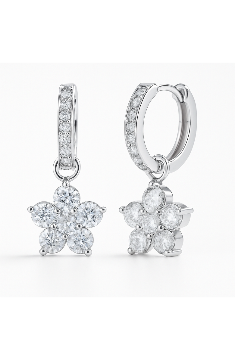 Donatello Gian Floral Crystal Drop Earrings, Main, color, Silver