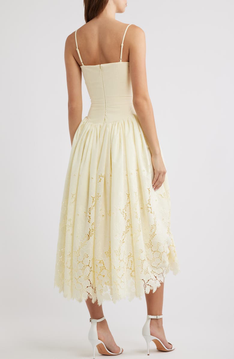 HOUSE OF CB Ysabella Lace Skirt Stretch Cotton Cocktail Dress, Alternate, color, Lemon
