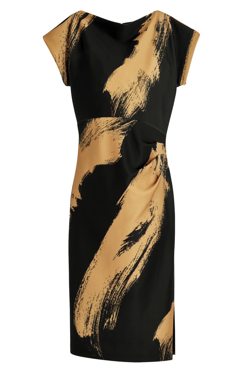 Donna Karan New York Pleated Sheath Cocktail Dress, Alternate, color, Black/ Gold
