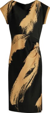 Donna Karan New York Pleated Sheath Cocktail Dress