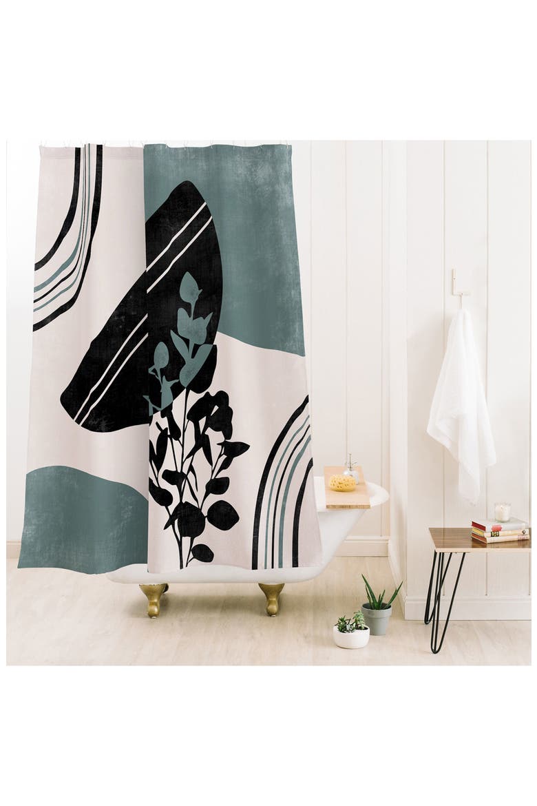 Eucalyptus Boho Botanical Shower Curtain, Alternate, color, CREAM