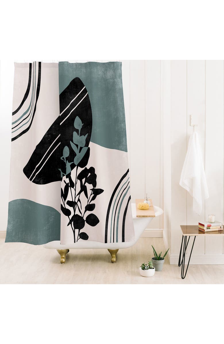 Deny Designs Eucalyptus Boho Botanical Shower Curtain, Alternate, color, Cream