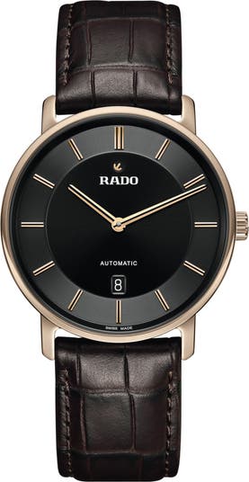 RADO DiaMaster Automatic Leather Strap Watch, 41mm | Nordstrom