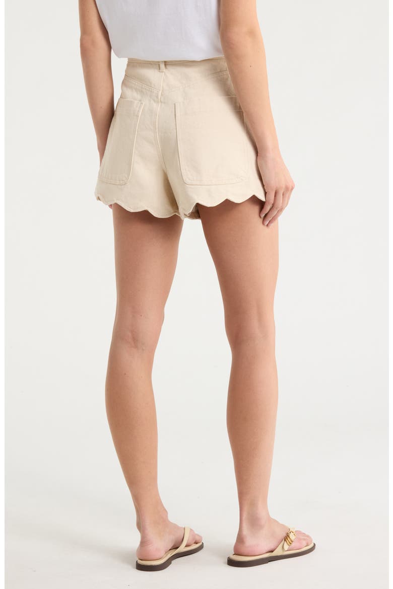 Reeve High Waist Scalloped Denim Shorts, Alternate, color, CREAM TART