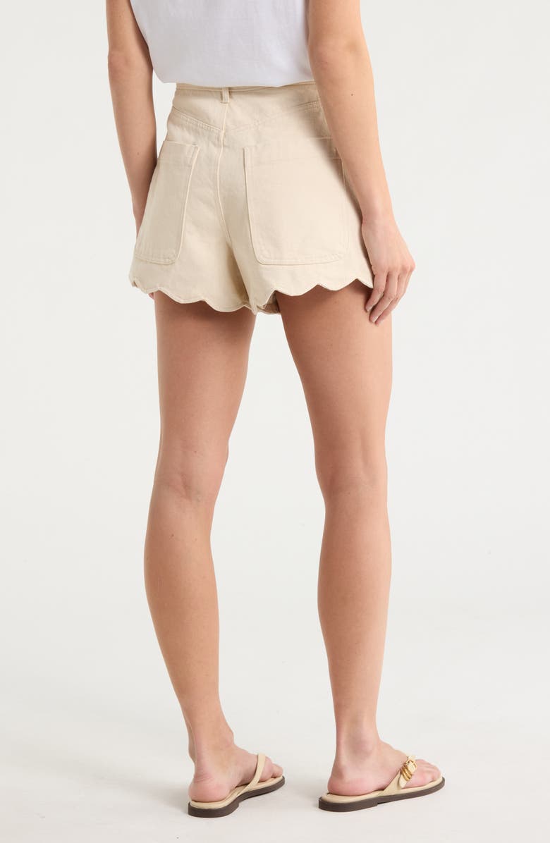 BLANKNYC Reeve High Waist Scalloped Denim Shorts, Alternate, color, Cream Tart