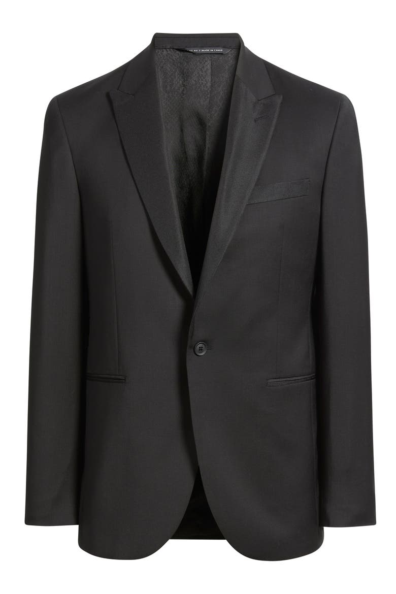 Ryder Peak Lapel Black Stretch Wool Tuxedo Jacket, Alternate, color, BLACK