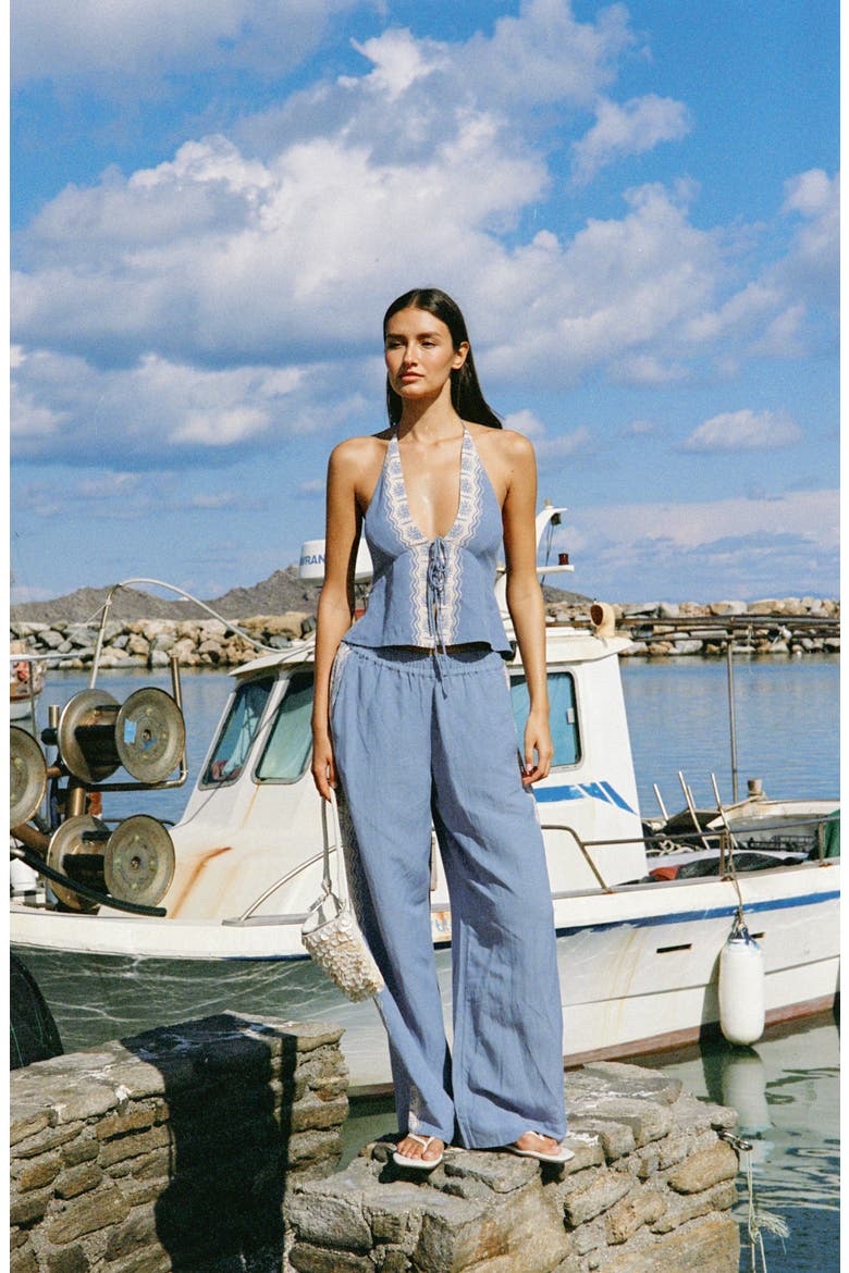 Sur Wide Leg Linen Blend Cover-Up Pants, Alternate, color, SHELL OR HIGH WATER