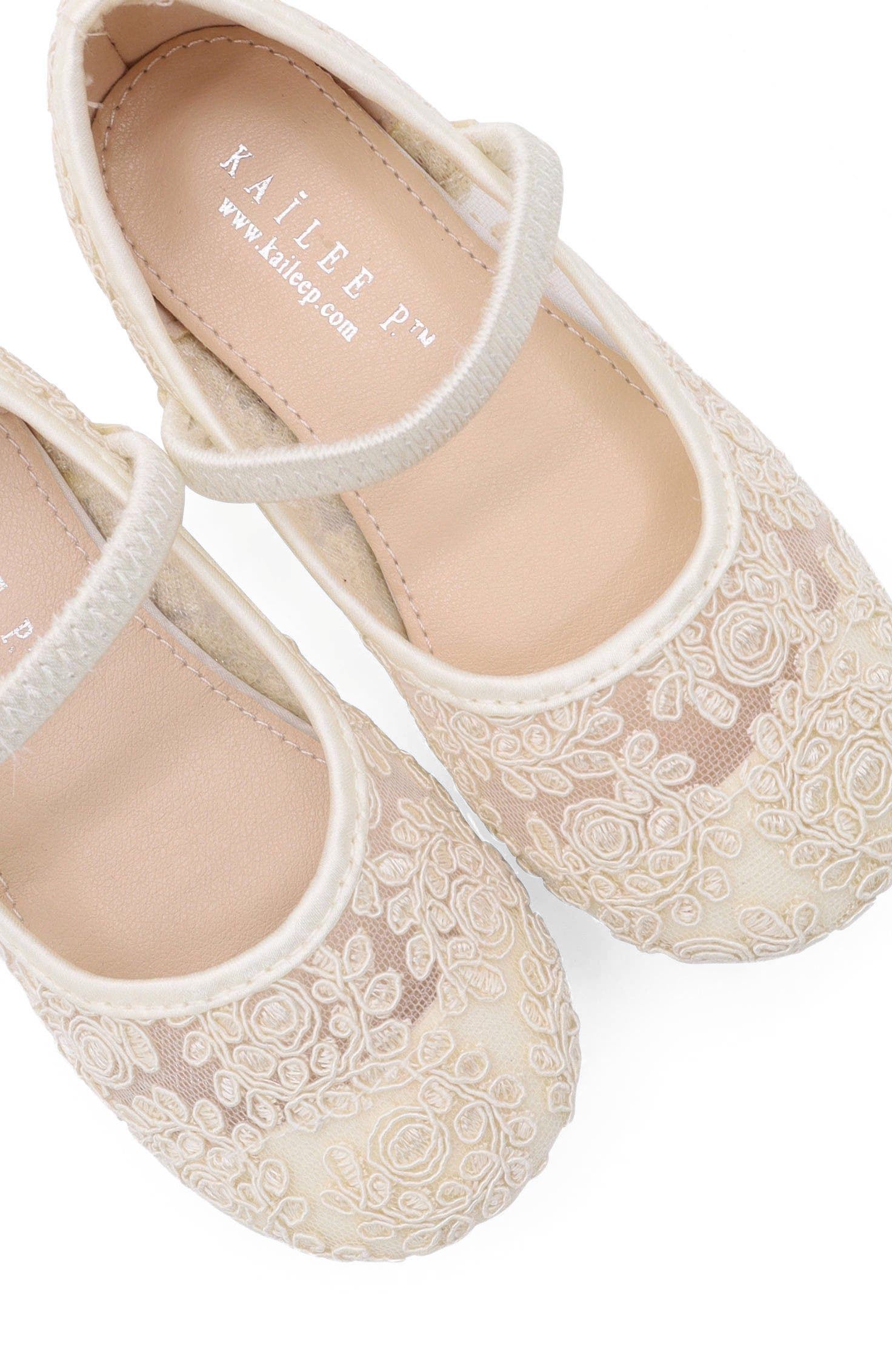 Kailee P Pas Crochet Lace Mary Jane Flats, Alternate, color, Ivory