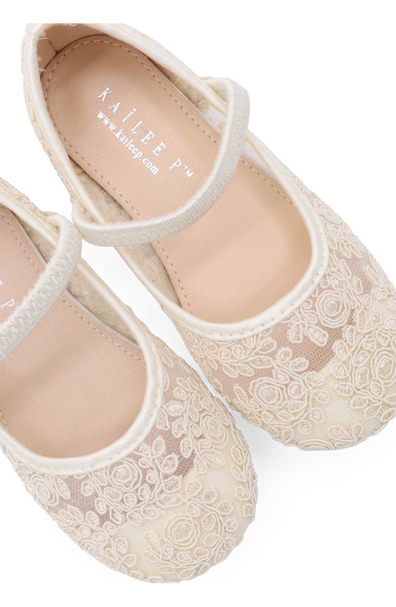 Kailee P Pas Crochet Lace Mary Jane Flats, Alternate, color, Ivory