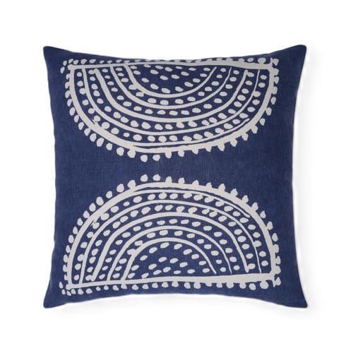 Naki & Ssam Radiance Oversized Sunburst Motif Print Square Pillow Cover In Blue