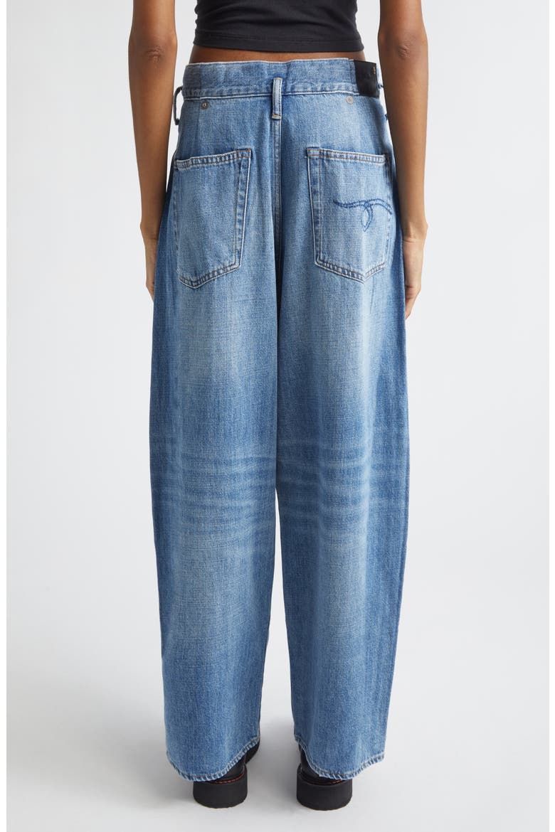 Pleated Waistband Wide Leg Jeans, Alternate, color, CONCRETE BLUE