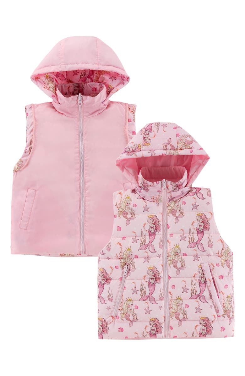 CALONIE Kids' Tanner Reversible Convertible Hooded Down Puffer Jacket, Alternate, color, Pink