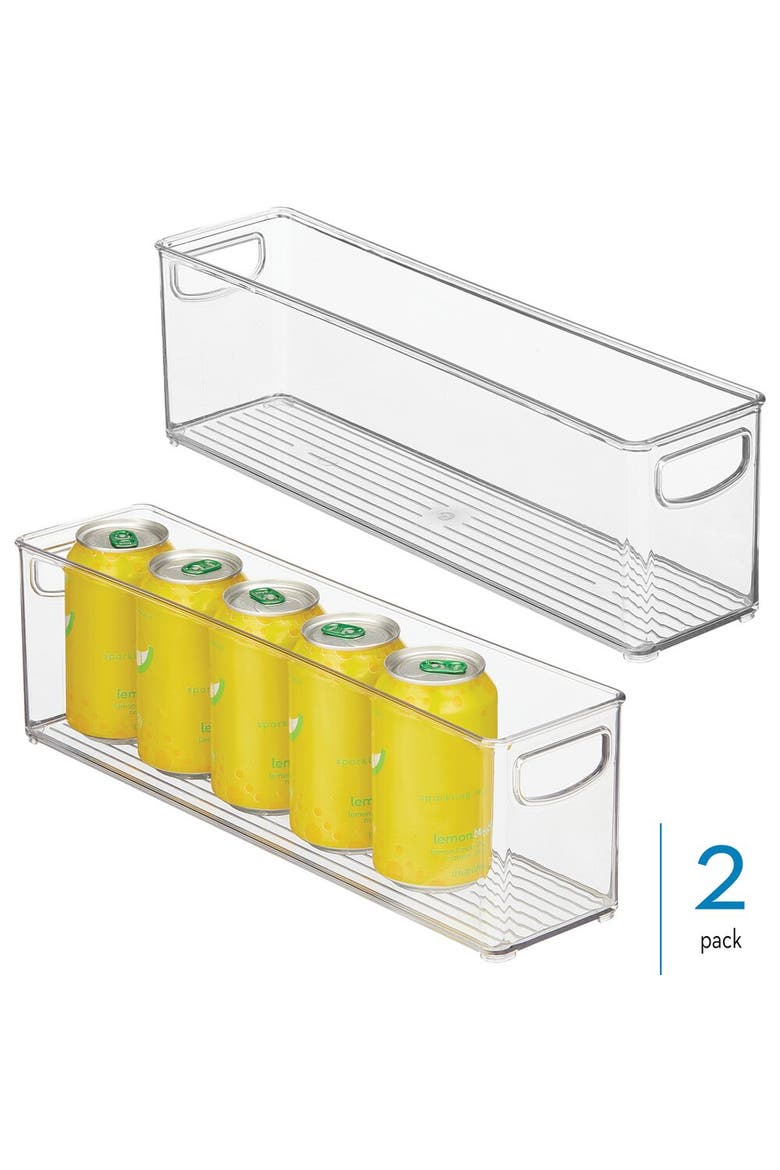 Plastic Stackable Pantry Bin with Handles, Set of 2, Clear, Made in USA, Alternate, color, Clear
