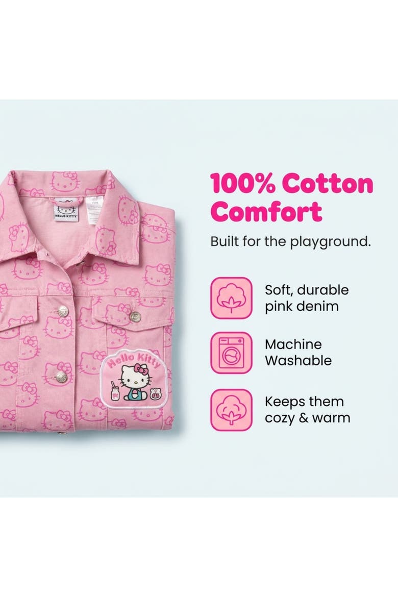 Denim Jacket, Alternate, color, Hello Kitty Pink
