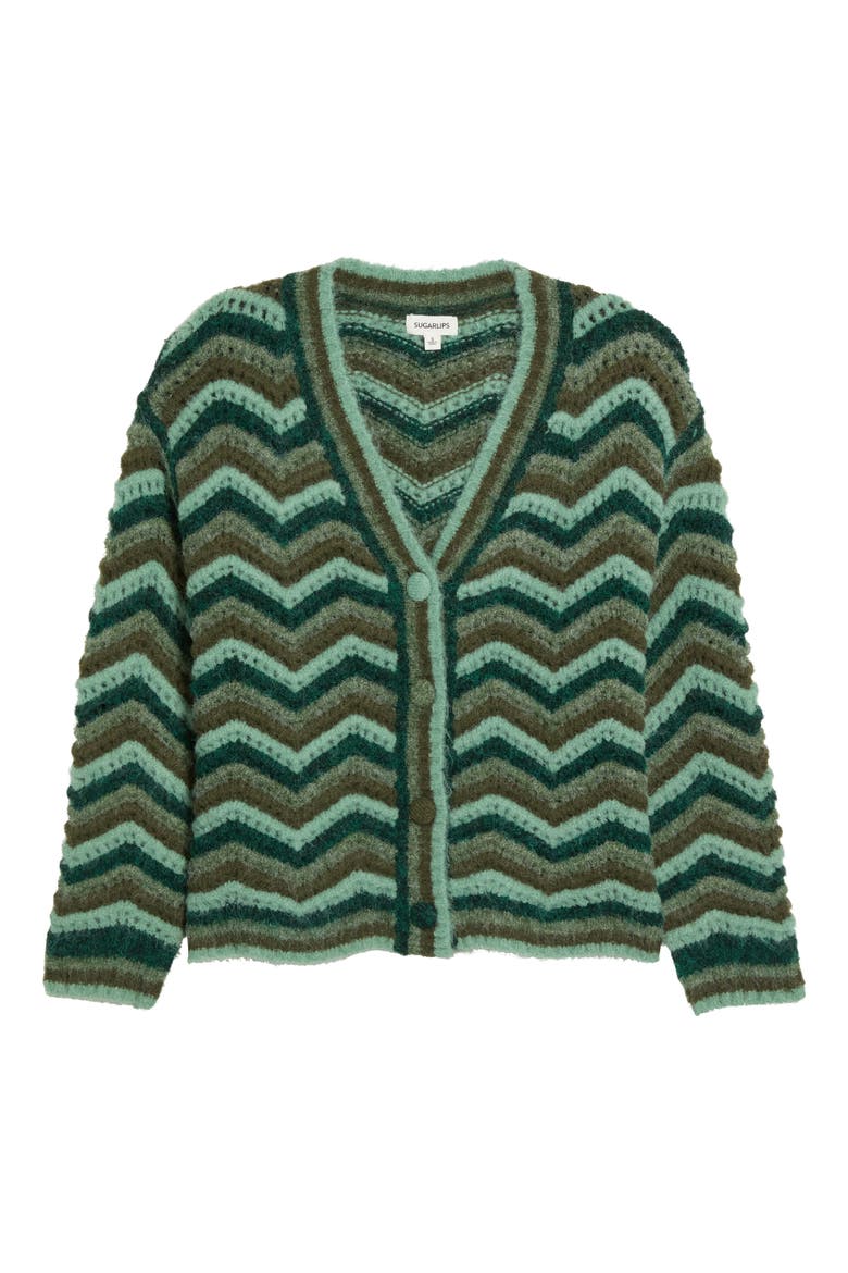 Harp Zig Zag Cardigan, Alternate, color, EMERALD