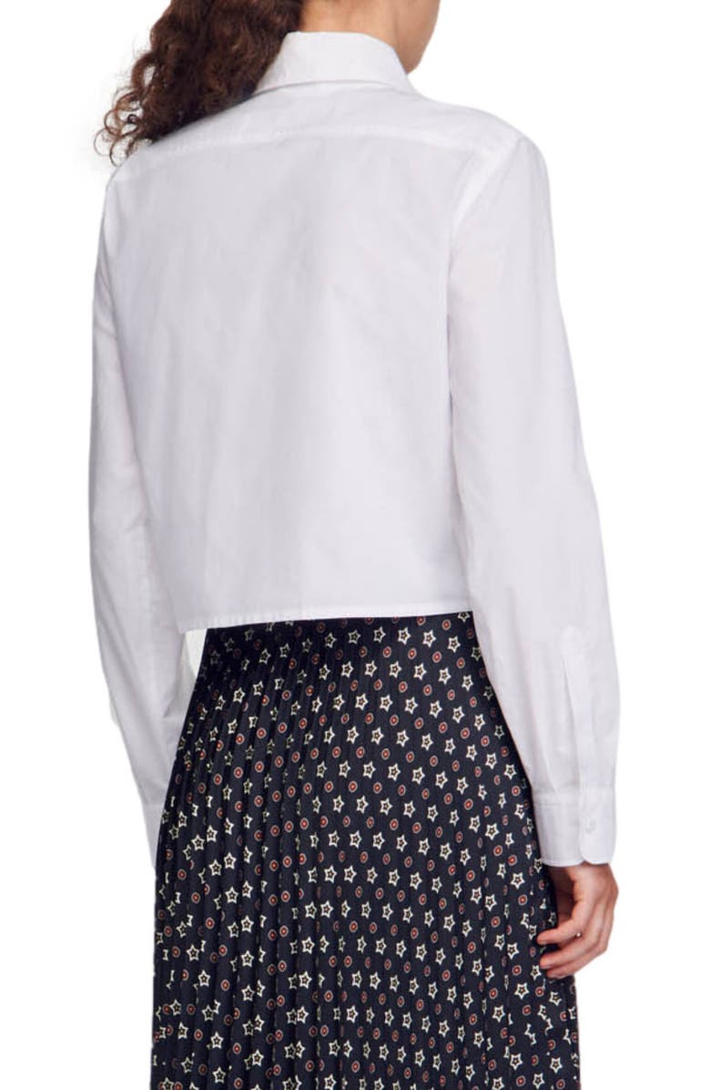 SANDRO Gourmandise Long Sleeve Poplin Cotton Button-Up Shirt, Alternate, color,