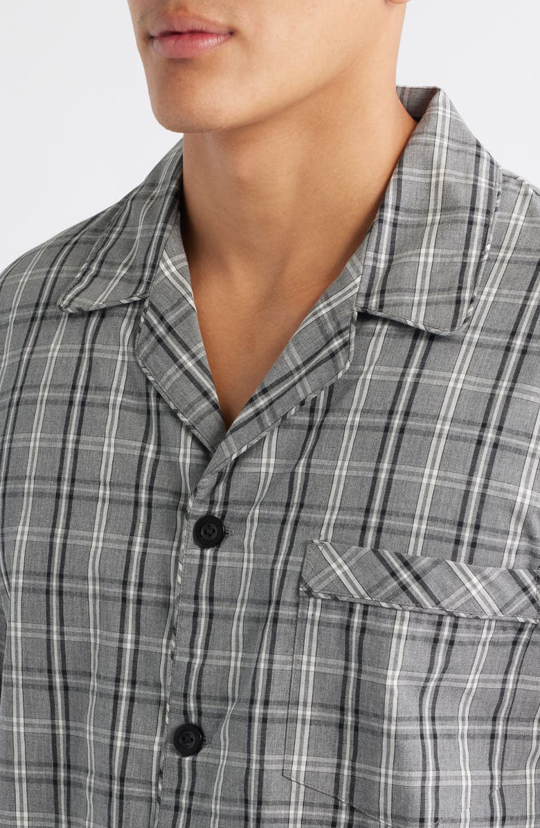 Majestic International Ash Plaid Cotton Pajamas, Alternate, color, Grey