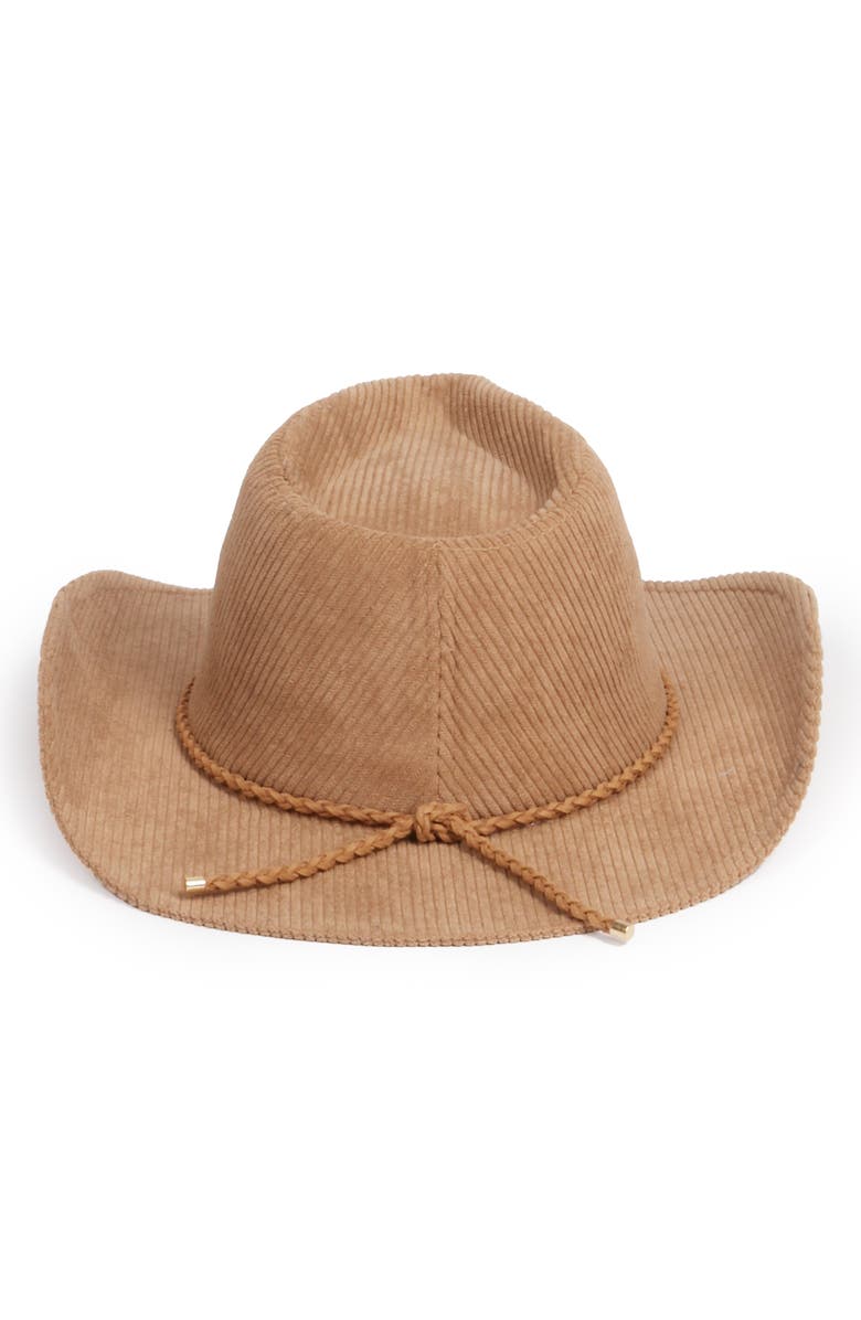 David & Young Corduroy Cowboy Hat, Alternate, color, Light Brown