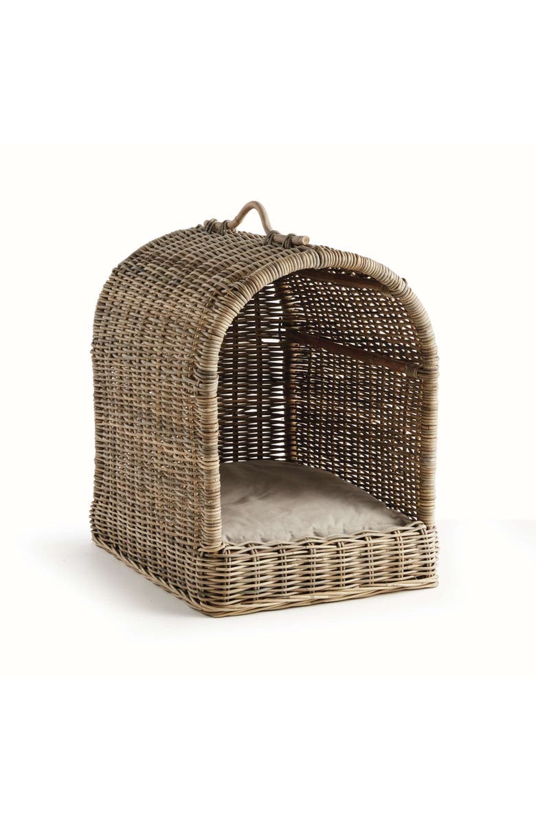 Napa Home & Garden Normandy Canopy Enclosed Handwoven Small Raised Pet Bed 23.5" x 29", Main, color, Brown