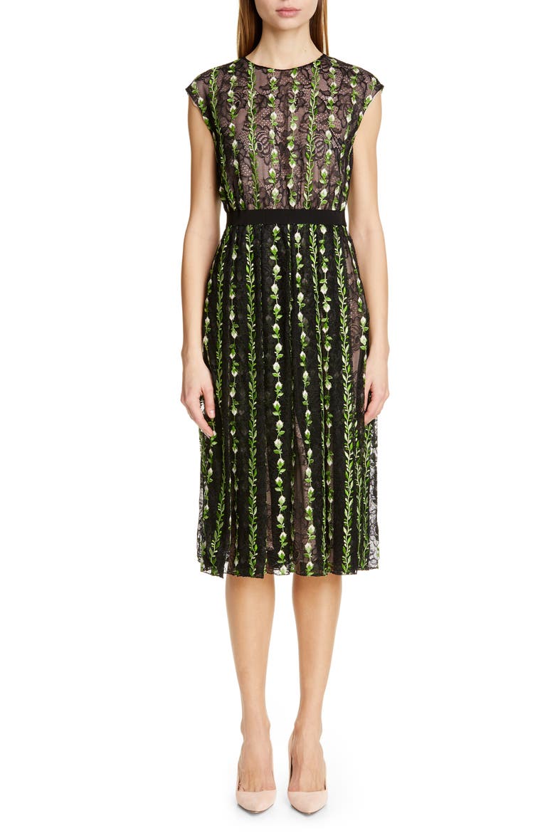 Floral Lace Cocktail Dress, Main, color, BLACK ROSES